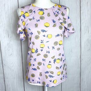 Lemon Purple Yellow & Blue Off Shoulder Blouse